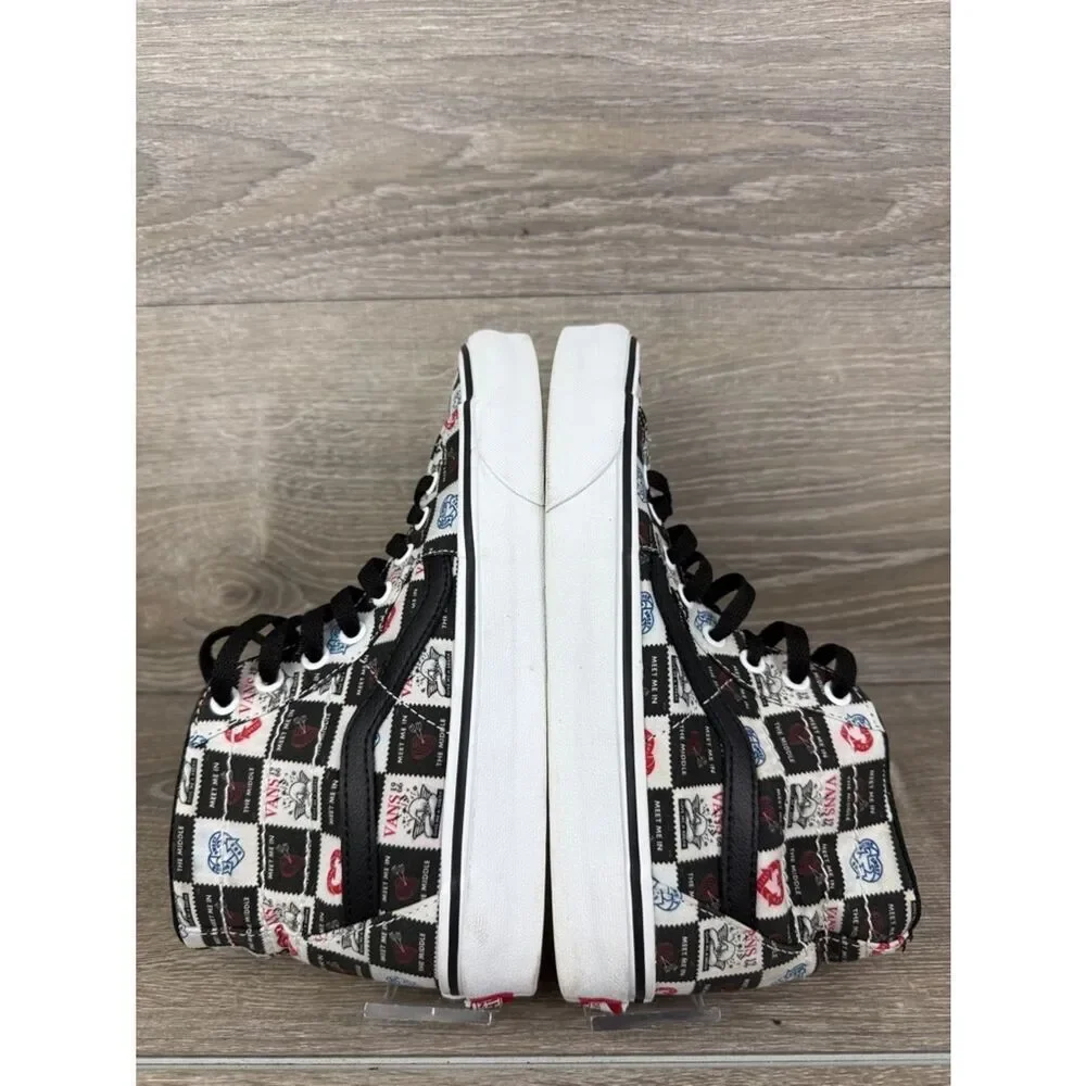 Vans Sk-8 Hi Tapered “Love Letters” Women’s Sz 8 Lace Up Black White Red Sneaker